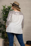 Ivory Sequined 3/4 Sleeves Top PLUS SIZE - B5683X