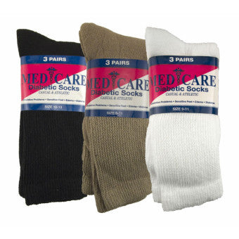 Socks Diabetes Crew Sock Kahaki 10-13 3pr/pkg