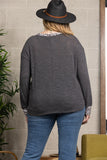 Shadow Grey Cheetah Print Rib Knit Sweater PLUS SIZE - T1942-10X