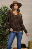 Brown V Neck Knitted Top - TT3285PC