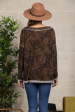 Brown V Neck Knitted Top - TT3285PC