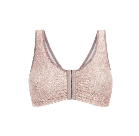 Frances Non-Wired Front Closure Bra - Taupe Lace #2128